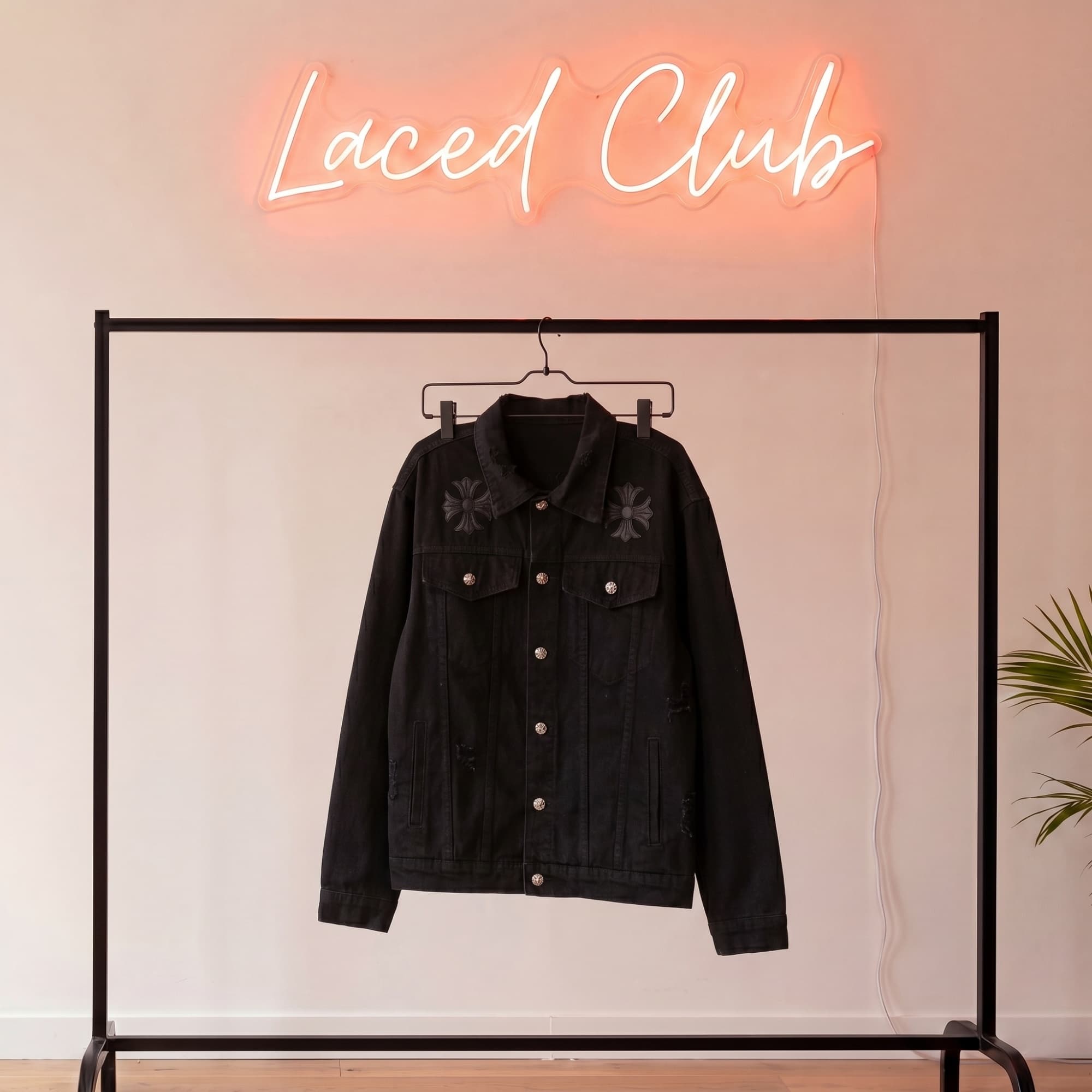 Chrome Hearts Cross Patch Denim Jacket — Black