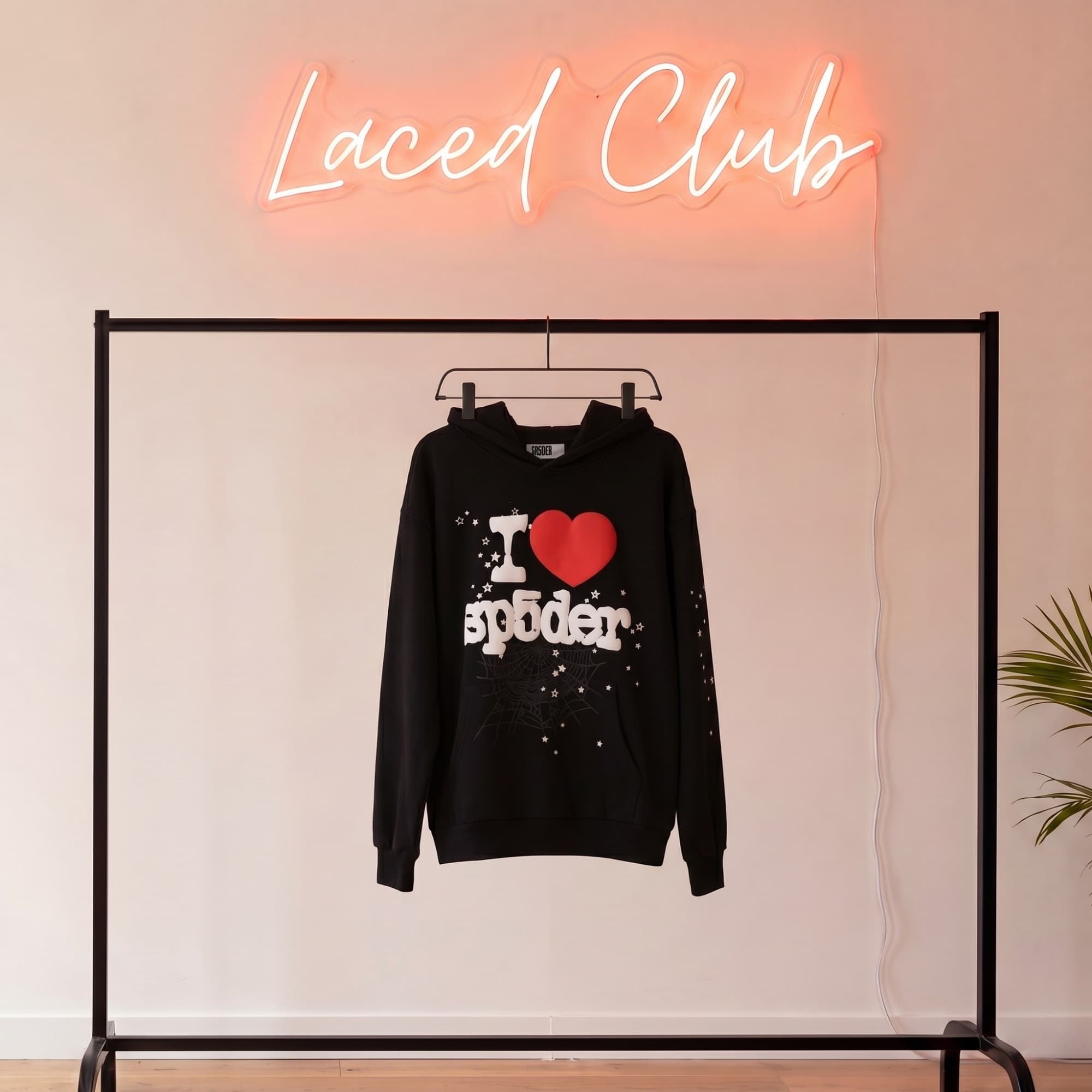 Sp5der I Love Sp5der Hoodie — Black