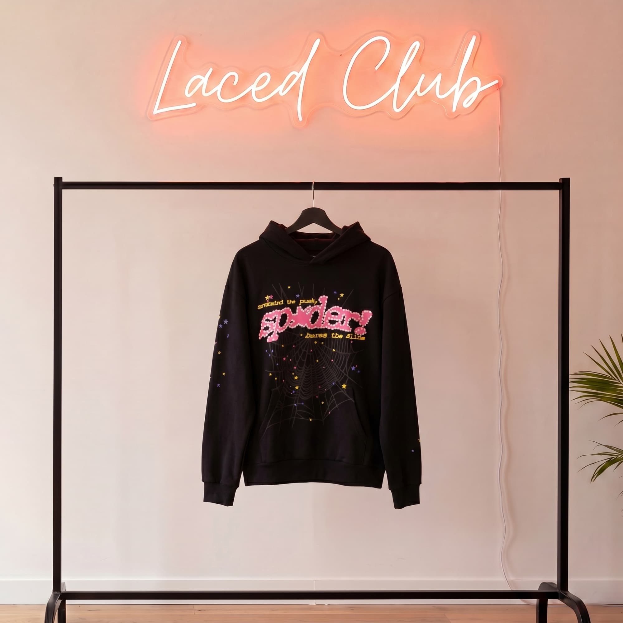 Sp5der P*NK Hoodie — Black