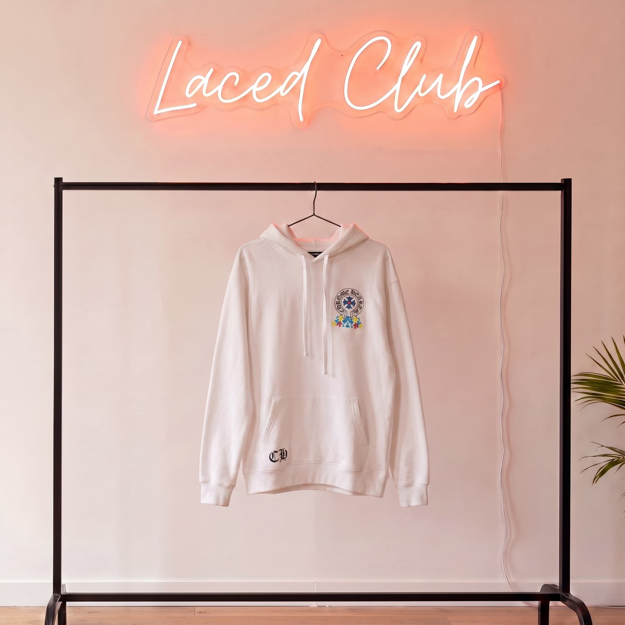 Chrome Hearts Hoodie — White Floral Cross