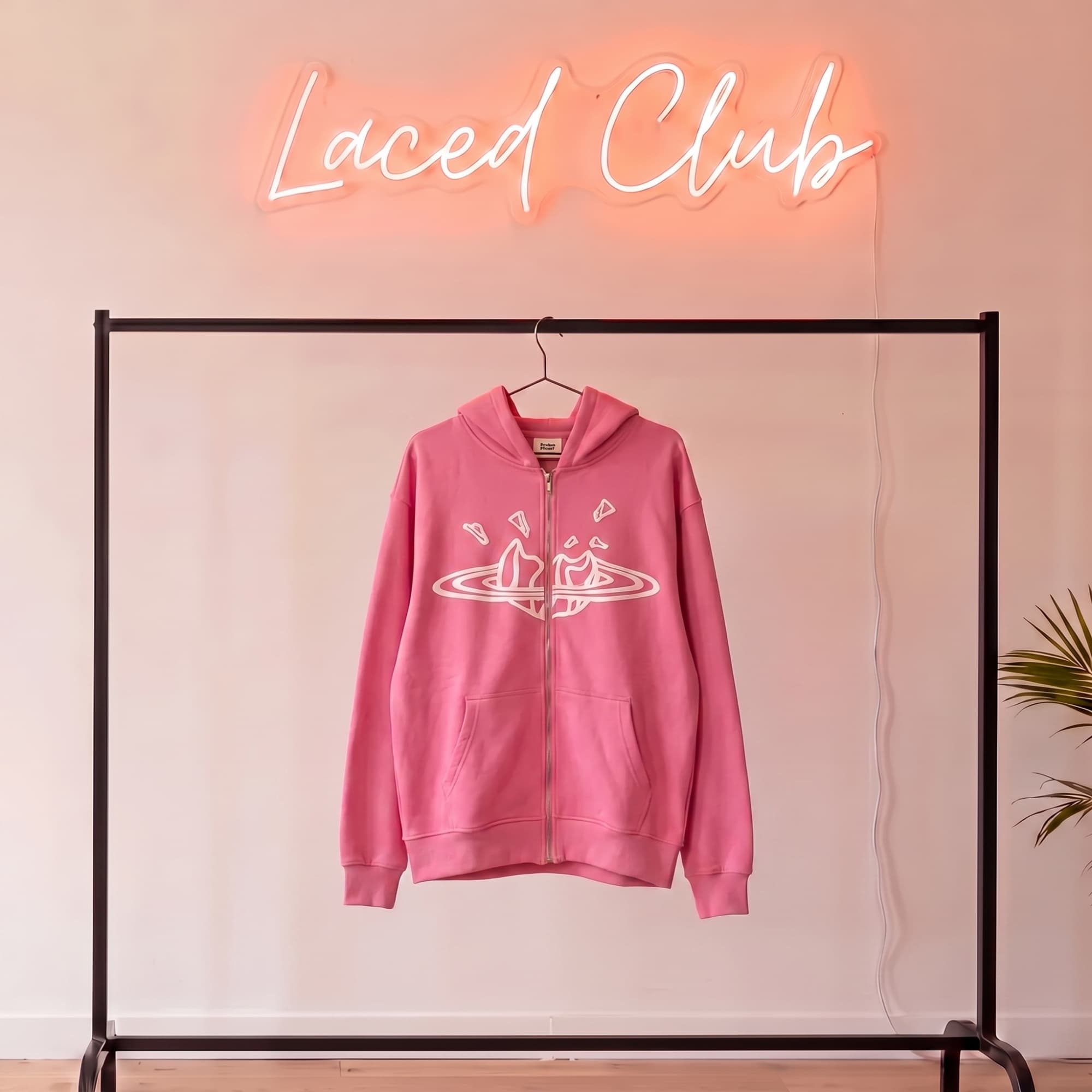 Broken Planet Zip Hoodie — Pink