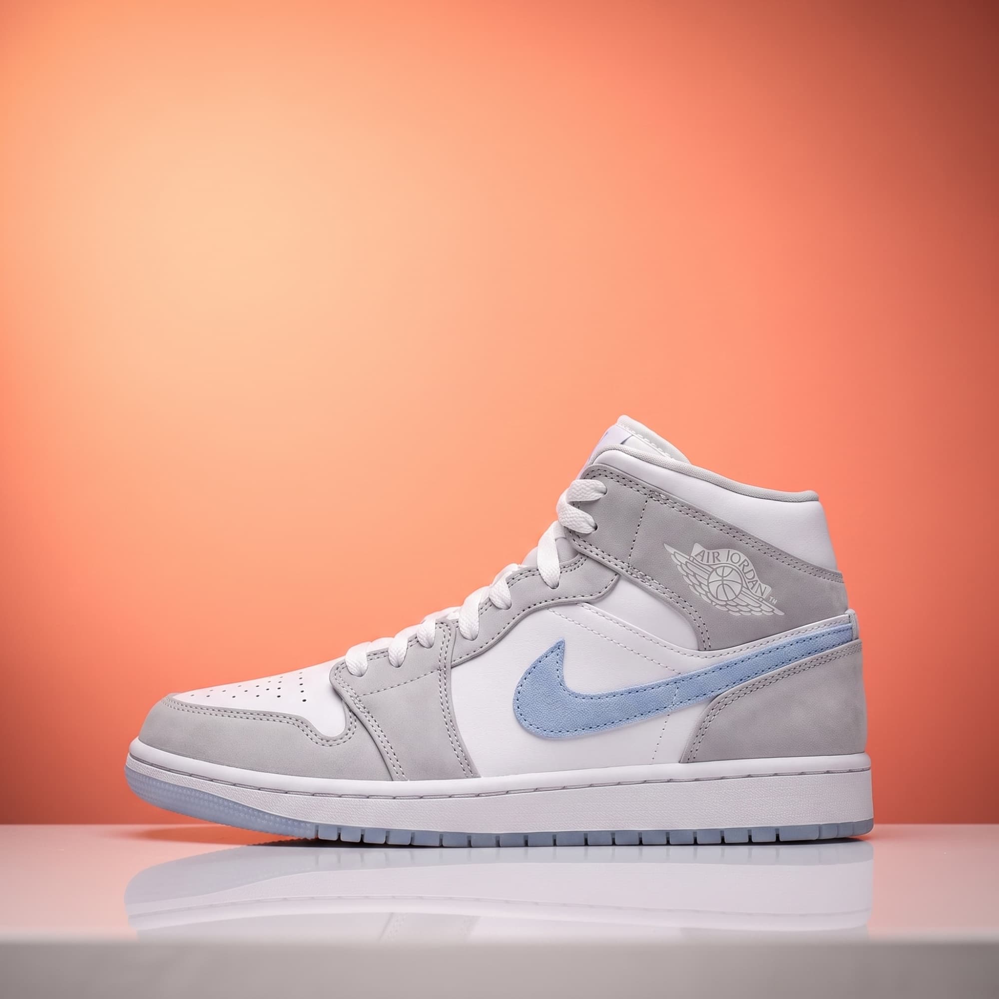 Jordan 1 Mid — Grey / Ice Blue